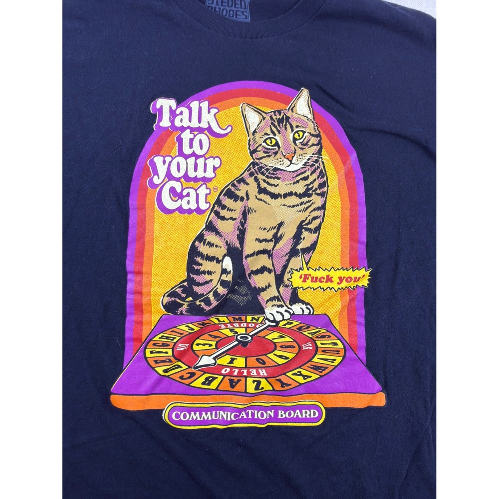 Steven Rhodes Talk to Your Cat Communication Board Graphic Tee Navy XL